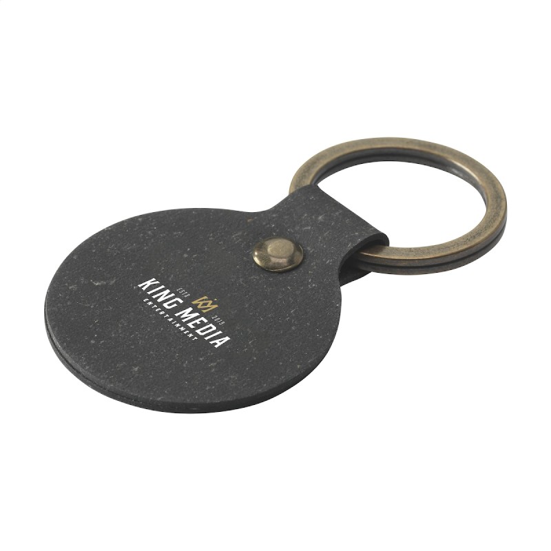 Recycled Leather Keyring Round  porte-clés