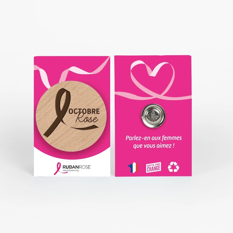 Badge Tourond taille L Octobre Rose imprimé avec aimant